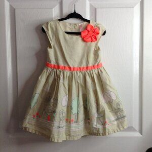 Cherokee "24M", Madeline Dress; Beige/Orange, Cotton, Lined, So French! Cute